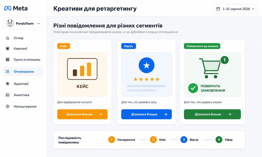 Основні джерела аудиторій для ретаргетингу в Meta Ads