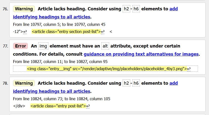 Ошибки W3 валидатора