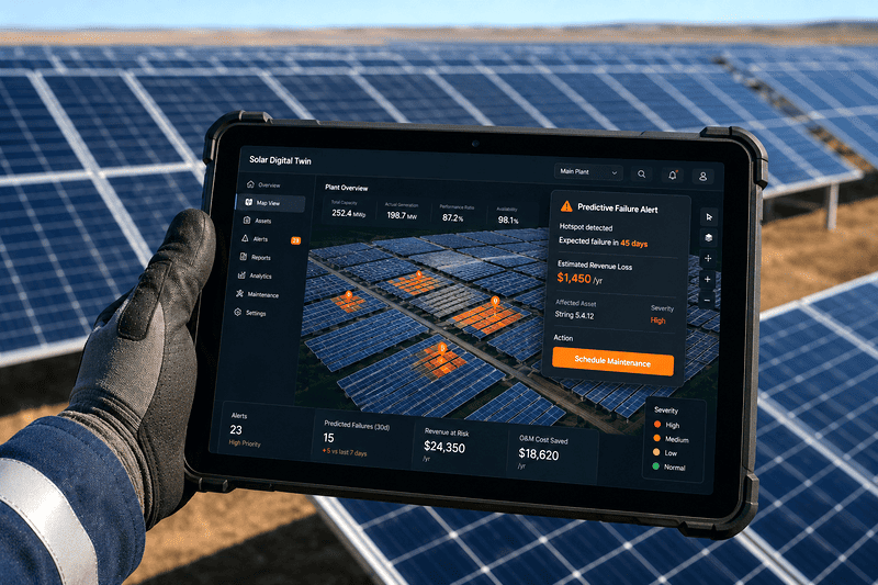 Solar Digital Twin – панель керування операціями на планшеті
